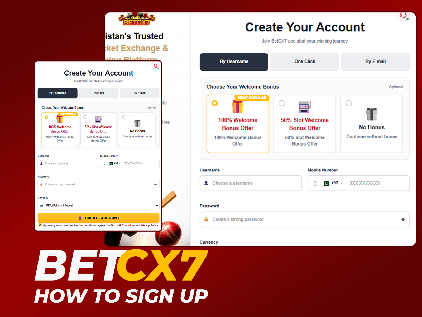 How to sign up for BetCX7